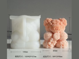 Molde silicona osito grande rosas con ramo 